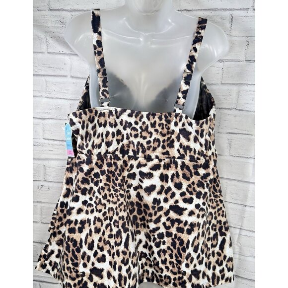 Swim Solutions Plus Size 20W Triple Tiered Animal Print Tankini Top NWT $84 - Picture 9 of 11